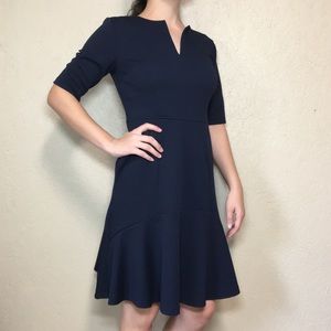 Eshakti Flounce Hem Half Sleeve Knee Length Dress